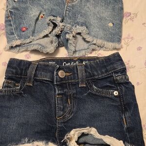 Cat & Jack Distressed Denim Shorts with Floral Embroidery